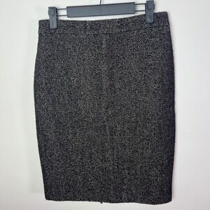 Ann Taylor Fine Italian Fabric Wool Blend Pencil Skirt Black Brown, Size 4